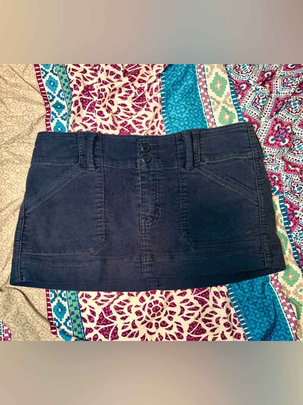 Y2K Vintage Hollister blue corduroy mini skirt size 3